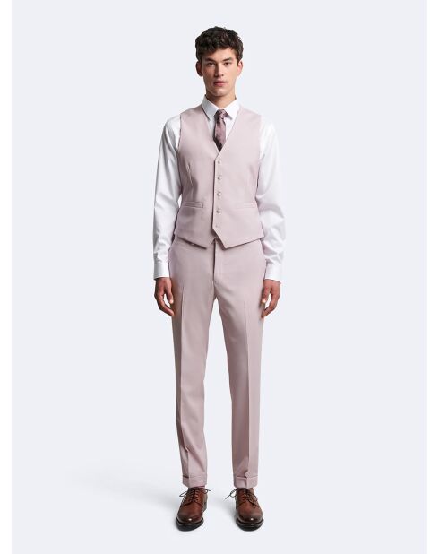 Gilet de costume 100% laine rose poudré