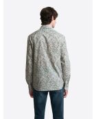 Chemise fleurie en coton vert bronze