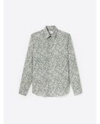 Chemise fleurie en coton vert bronze