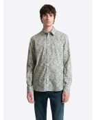 Chemise fleurie en coton vert bronze