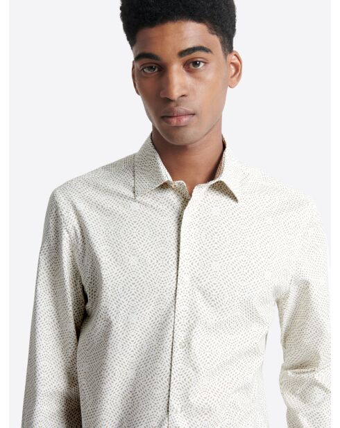 Chemise fantaisie en coton blanc neige