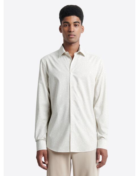 Chemise fantaisie en coton blanc neige