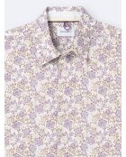 Chemise fleurie 100% coton bio violette