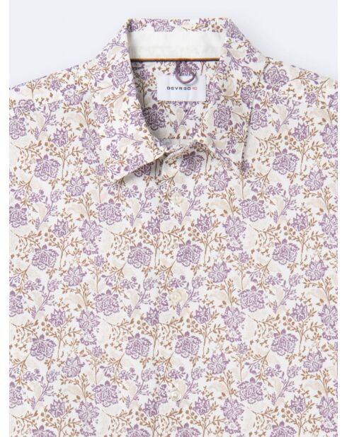 Chemise fleurie 100% coton bio violette