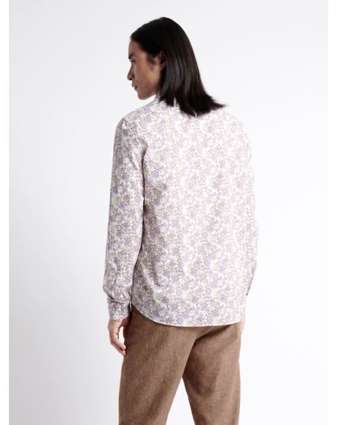 Chemise fleurie 100% coton bio violette