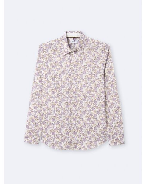 Chemise fleurie 100% coton bio violette