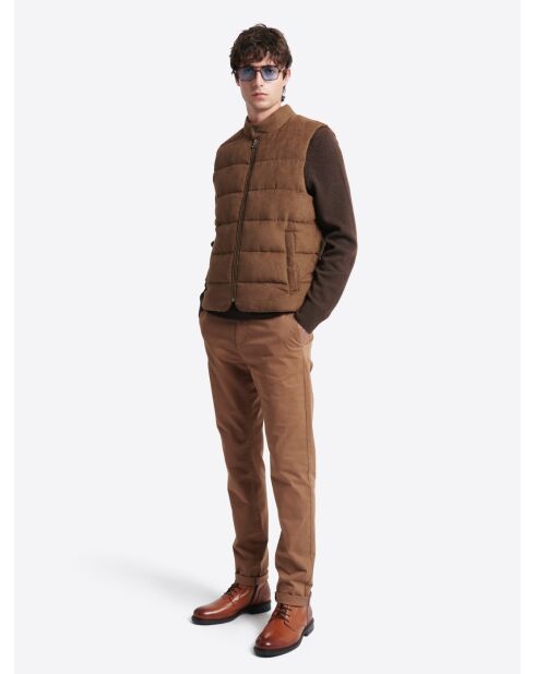 Gilet sans manche esprit suédine cacao