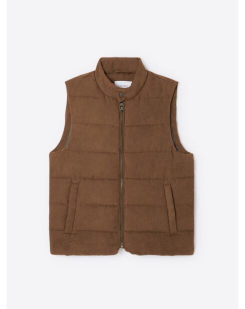 Gilet sans manche esprit suédine cacao