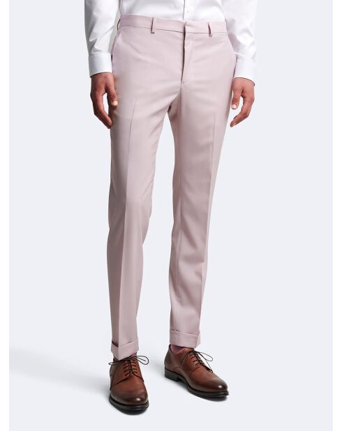 Pantalon de costume bistretch 100% Laine rose poudré