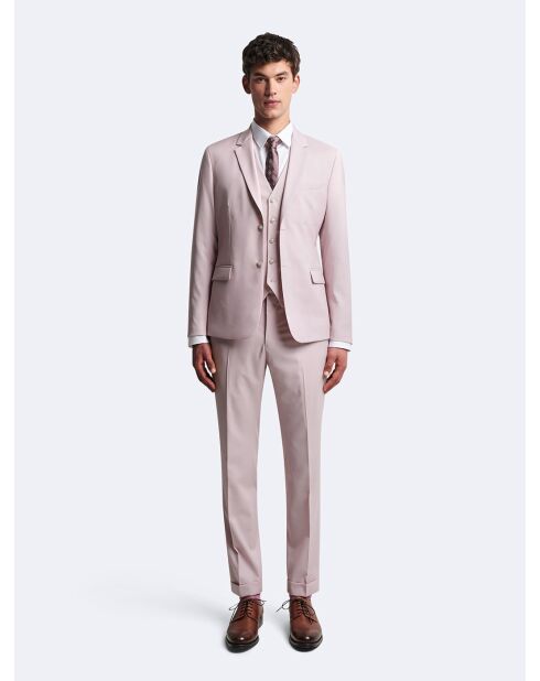 Pantalon de costume bistretch 100% Laine rose poudré