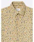 Chemise fleurie en coton beige sable