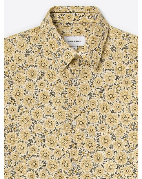 Chemise fleurie en coton beige sable