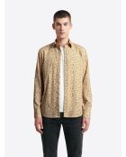 Chemise fleurie en coton beige sable