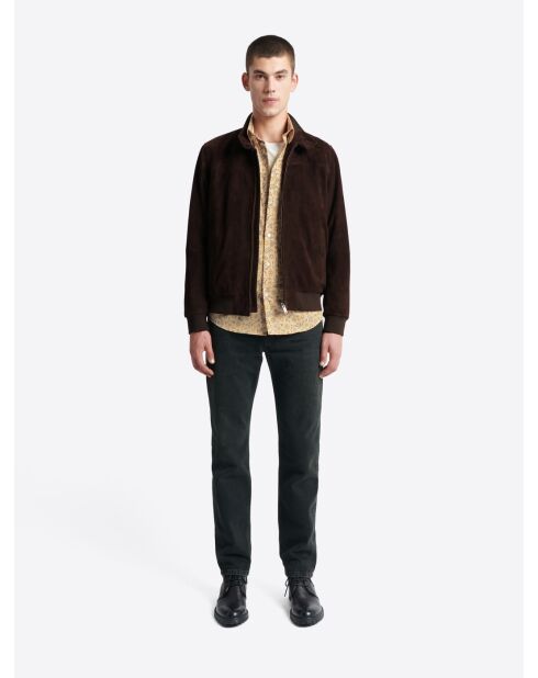 Chemise fleurie en coton beige sable