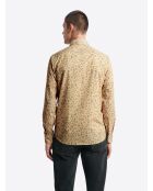 Chemise fleurie en coton beige sable