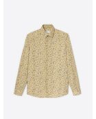 Chemise fleurie en coton beige sable