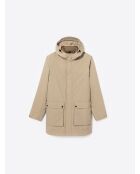 Parka à capuche avec cordons de serrage beige gris