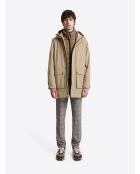 Parka à capuche avec cordons de serrage beige gris