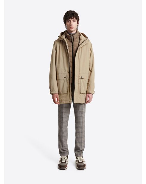 Parka à capuche avec cordons de serrage beige gris