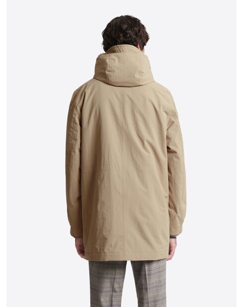 Parka à capuche avec cordons de serrage beige gris