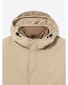 Parka à capuche avec cordons de serrage beige gris