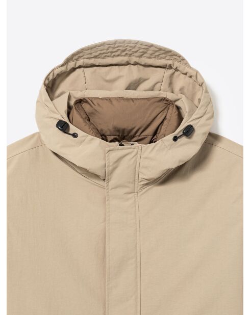 Parka à capuche avec cordons de serrage beige gris