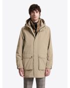 Parka à capuche avec cordons de serrage beige gris
