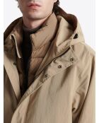 Parka à capuche avec cordons de serrage beige gris