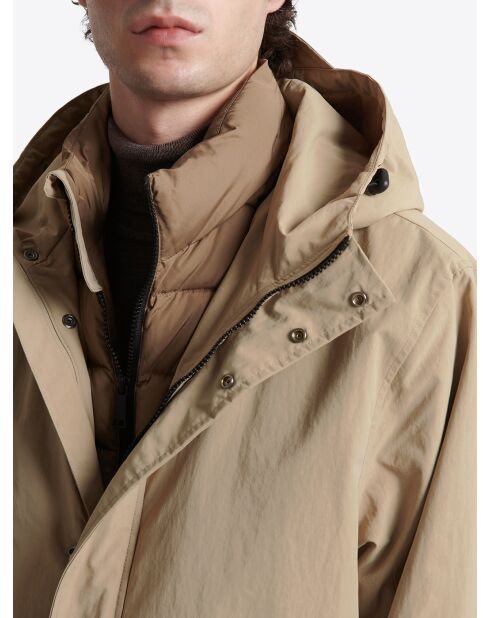 Parka à capuche avec cordons de serrage beige gris