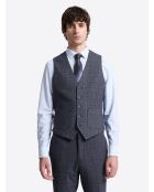 Gilet de costume stretch à carreaux bleu