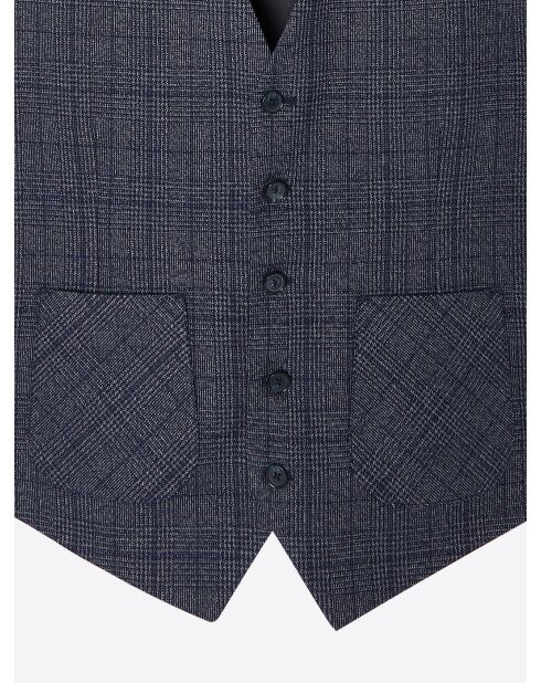 Gilet de costume stretch à carreaux bleu