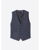 Gilet de costume stretch à carreaux bleu