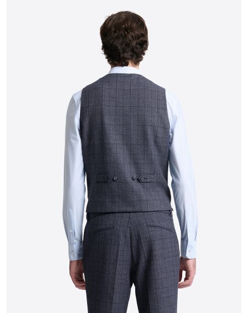 Gilet de costume stretch à carreaux bleu
