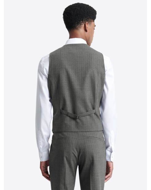 Gilet de costume rayé en Laine peignée mélangée anthracite