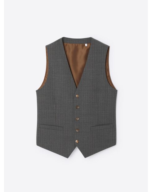 Gilet de costume rayé en Laine peignée mélangée anthracite