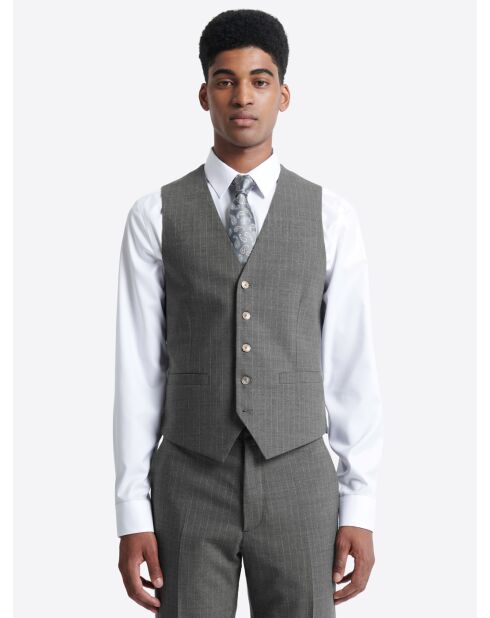 Gilet de costume rayé en Laine peignée mélangée anthracite