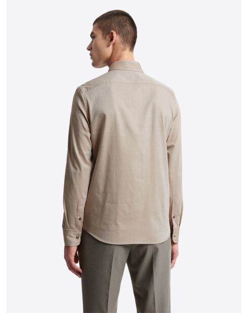 Chemise chinée en coton caramel