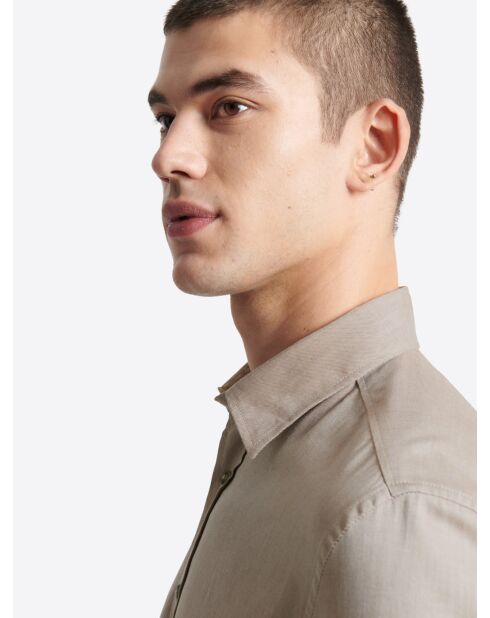 Chemise chinée en coton caramel