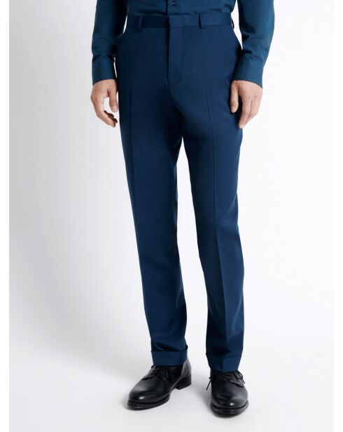 Pantalon de costume regular en Laine en mélangée bleu outremer