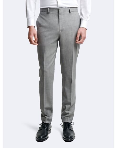 Pantalon de costume bistretch 100% Laine gris chiné clair