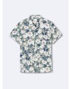 Chemise fleurie regular 100% coton bleu cobalt