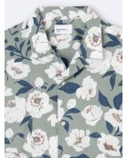 Chemise fleurie regular 100% coton bleu cobalt