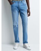 Jean slim en coton bleach bleu bleach