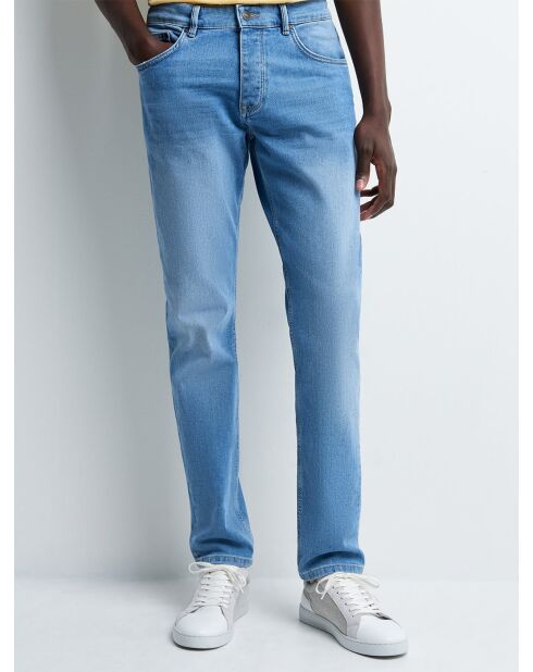 Jean slim en coton bleach bleu bleach