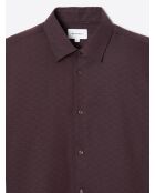 Chemise slim à motif jacquard en coton merlot