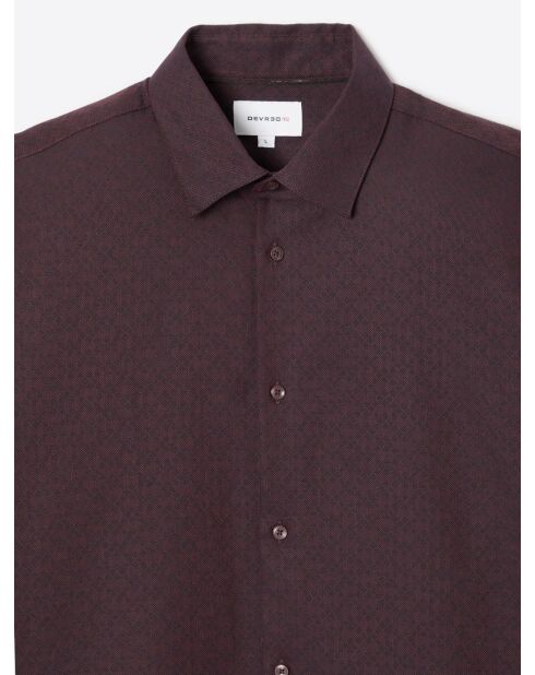 Chemise slim à motif jacquard en coton merlot