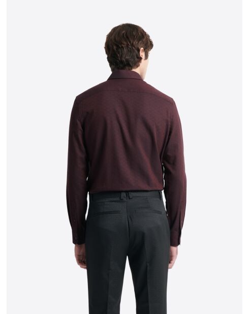 Chemise slim à motif jacquard en coton merlot