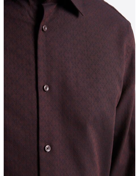 Chemise slim à motif jacquard en coton merlot