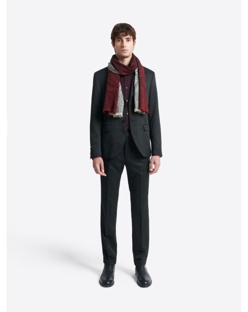 Chemise slim à motif jacquard en coton merlot