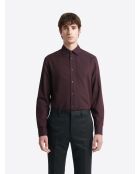 Chemise slim à motif jacquard en coton merlot